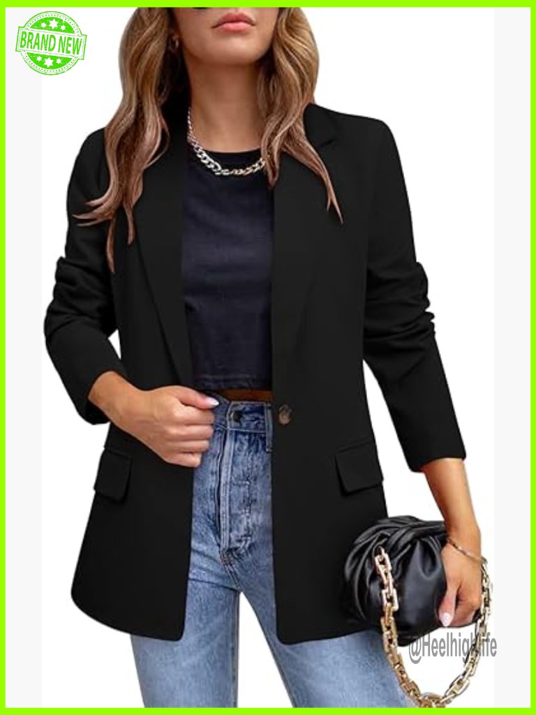 Women's Lightweight Blazer Long Sleeve Open Front Office Casual Jacket